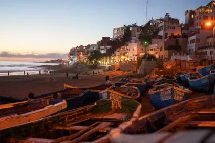 Taghazout, Morocco – a popular surf destination known for its golden beaches, laid-back atmosphere, and stunning Atlantic coastline