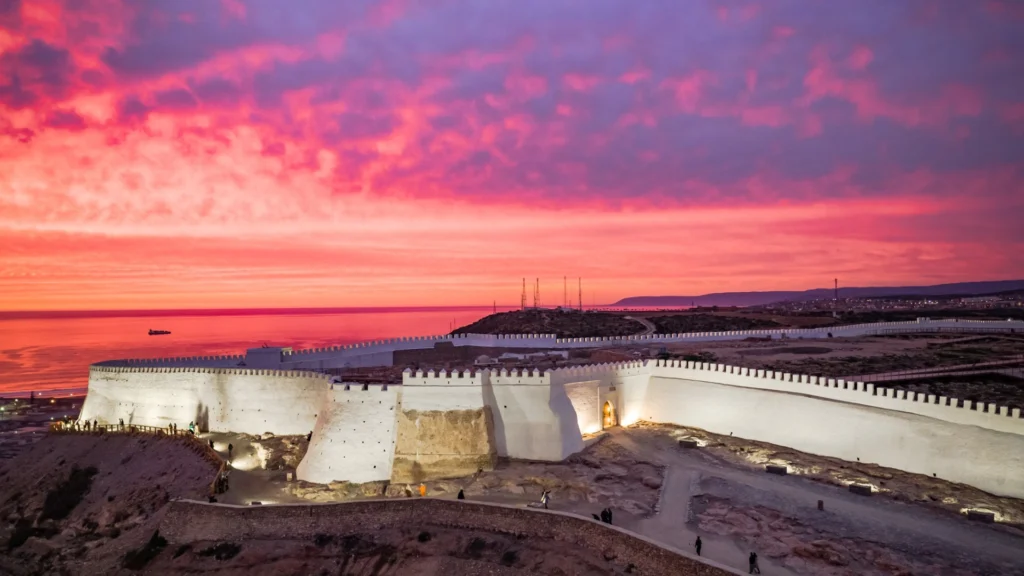 Historic Kasbah Agadir Oufella overlooking the city of Agadir Morocco.